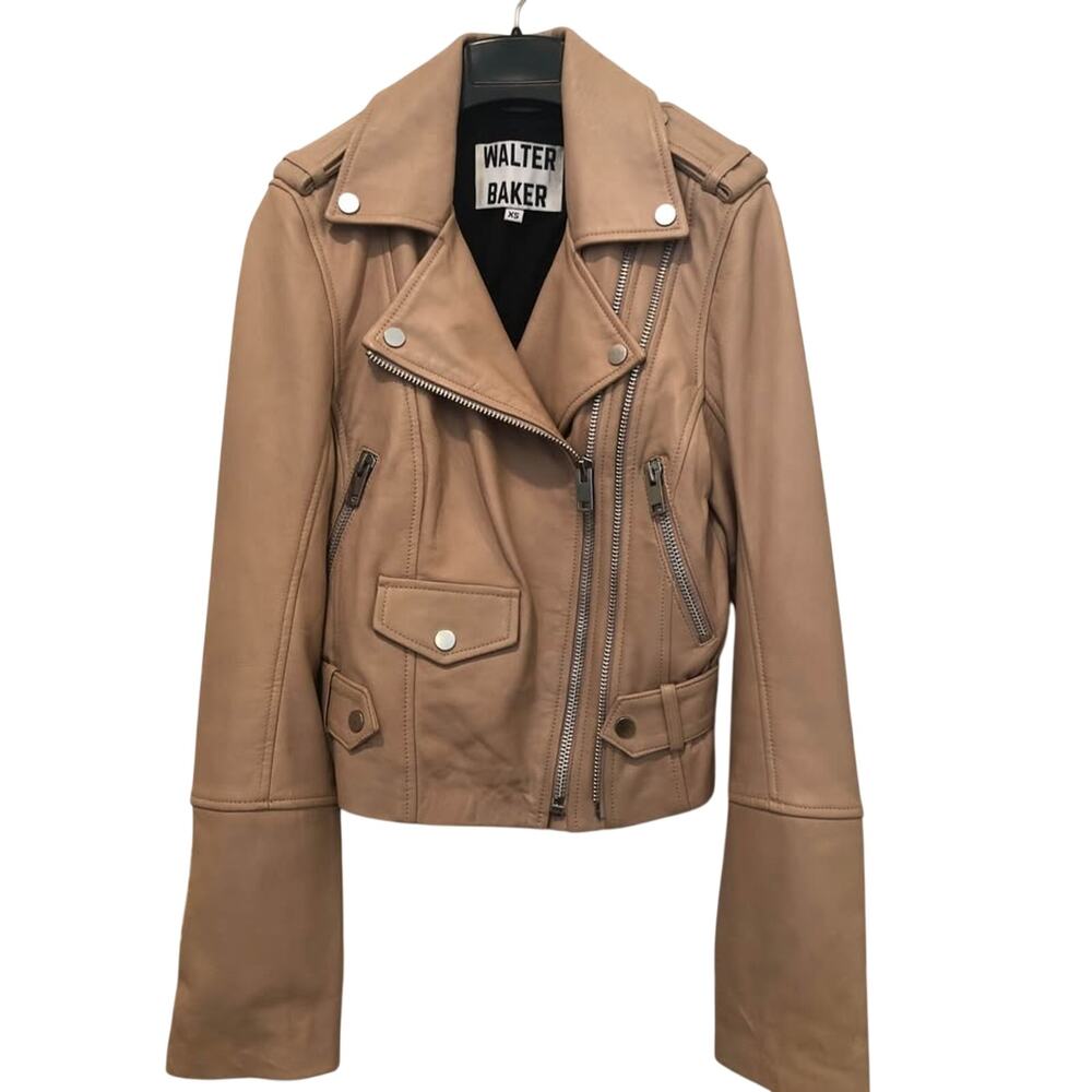 WALTER BAKER "Allison" Lambskin Leather Moto Jacket XS